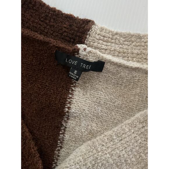 Love Tree Colorblock Brown & Beige Button Front Cardigan – Women’s Small - Picture 4 of 5